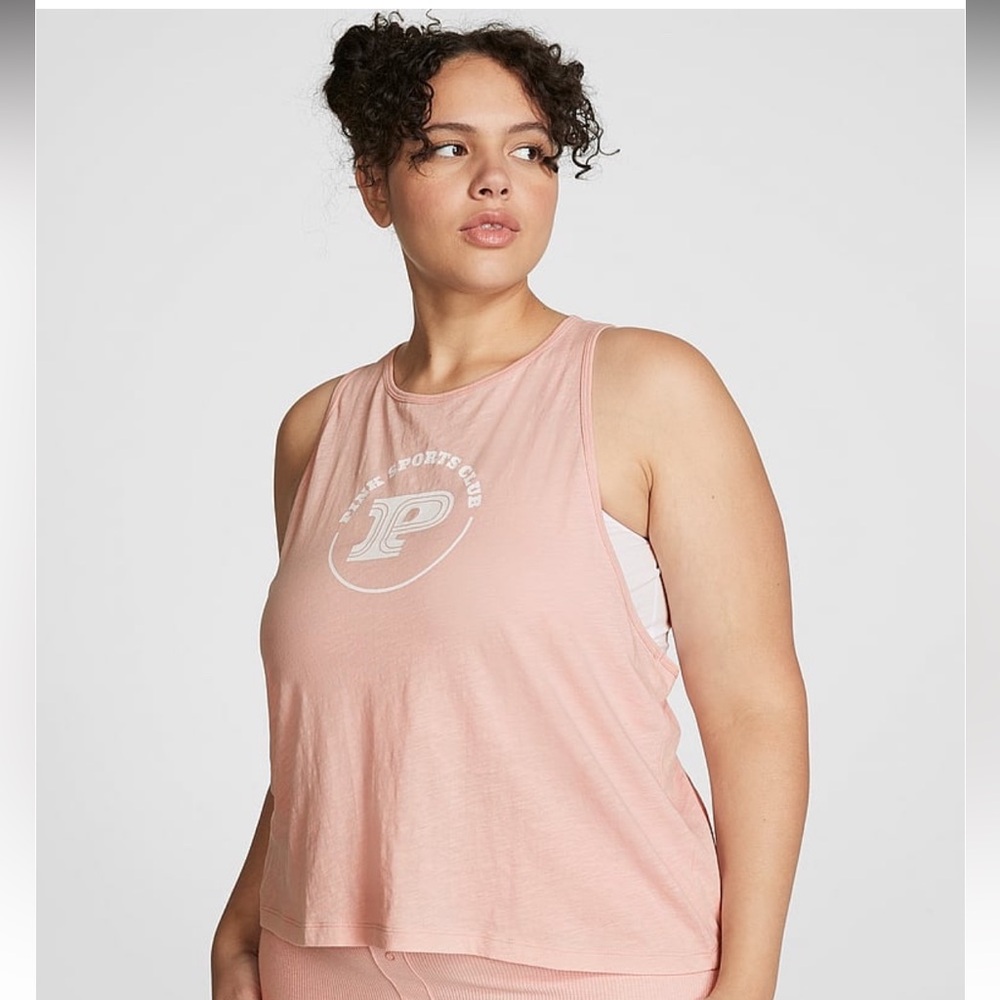 •PINK•NWT IN WANNA BE PINK TAKE AWAY EASY CROPPED RACERBACK TANK TOP SIZE XS